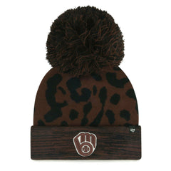 Milwaukee Brewers '47 Women's Rosette Cuffed Knit Hat with Pom - Brown - 47 brand on Sale