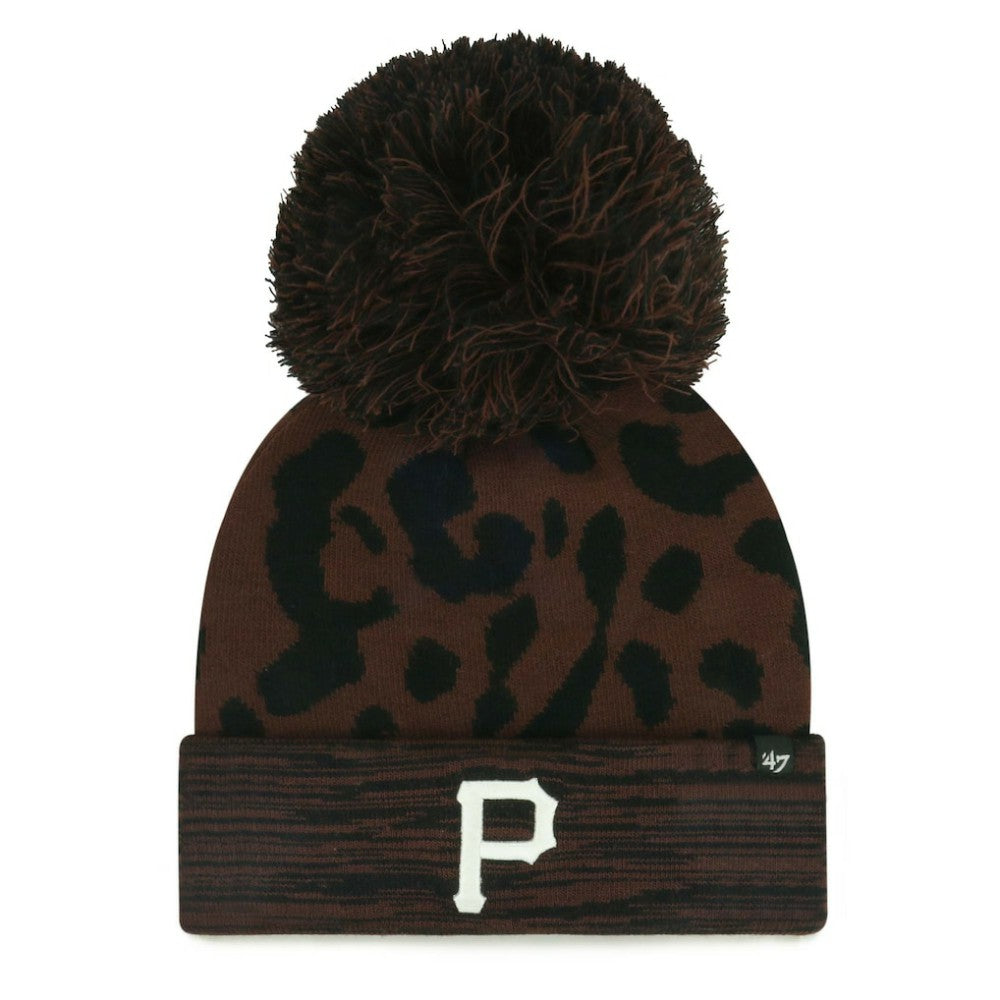 Pittsburgh Pirates '47 Women's Rosette Cuffed Knit Hat with Pom - Brown - 47 brand Lifestyle