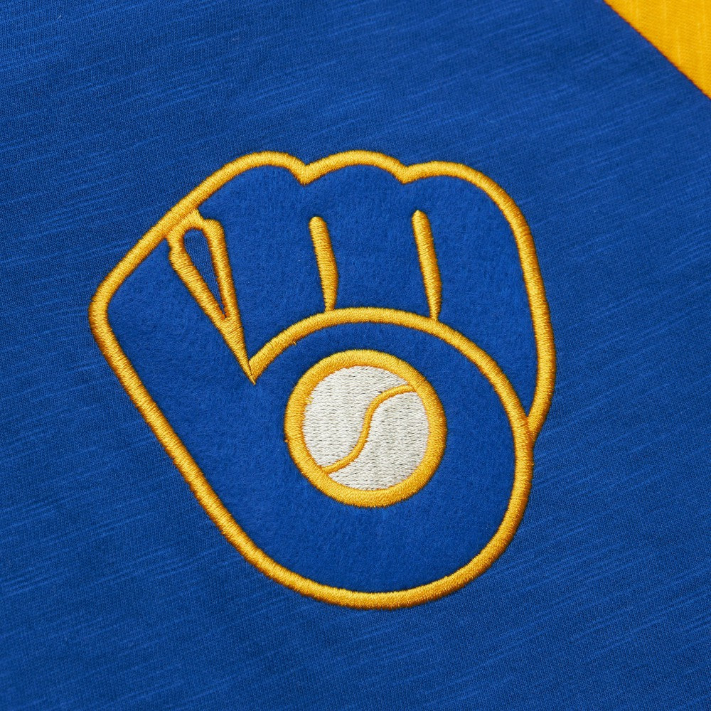Milwaukee Brewers Mitchell & Ness Cooperstown Collection Legendary Raglan Slub Henley 3/4-Sleeve T-Shirt - Royal - Mitchell & Ness Lifestyle