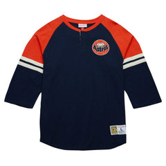 Houston Astros Mitchell & Ness Cooperstown Collection Legendary Raglan Slub Henley 3/4-Sleeve T-Shirt - Navy - Mitchell & Ness Sale