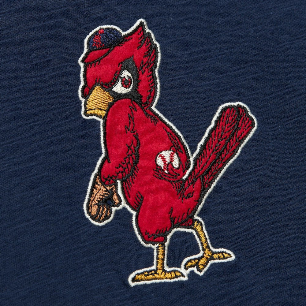 St. Louis Cardinals Mitchell & Ness Cooperstown Collection Legendary Raglan Slub Henley Three-Quarter Sleeve T-Shirt - Navy - Mitchell & Ness Lifestyle