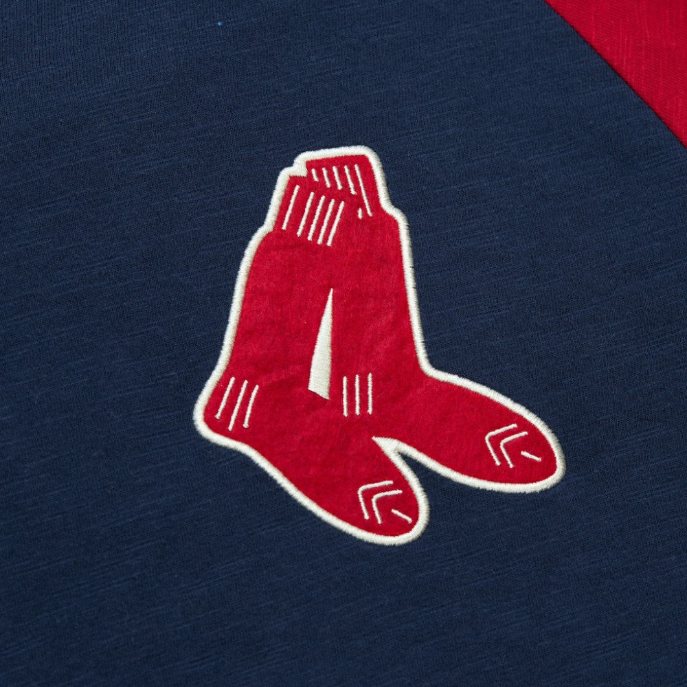 Boston Red Sox Mitchell & Ness Cooperstown Collection Legendary Raglan Slub Henley 3/4-Sleeve T-Shirt - Navy - Mitchell & Ness Lifestyle