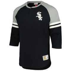 Chicago White Sox Mitchell & Ness Cooperstown Collection Legendary Raglan Slub Henley 3/4-Sleeve T-Shirt - Black - Mitchell & Ness Lifestyle