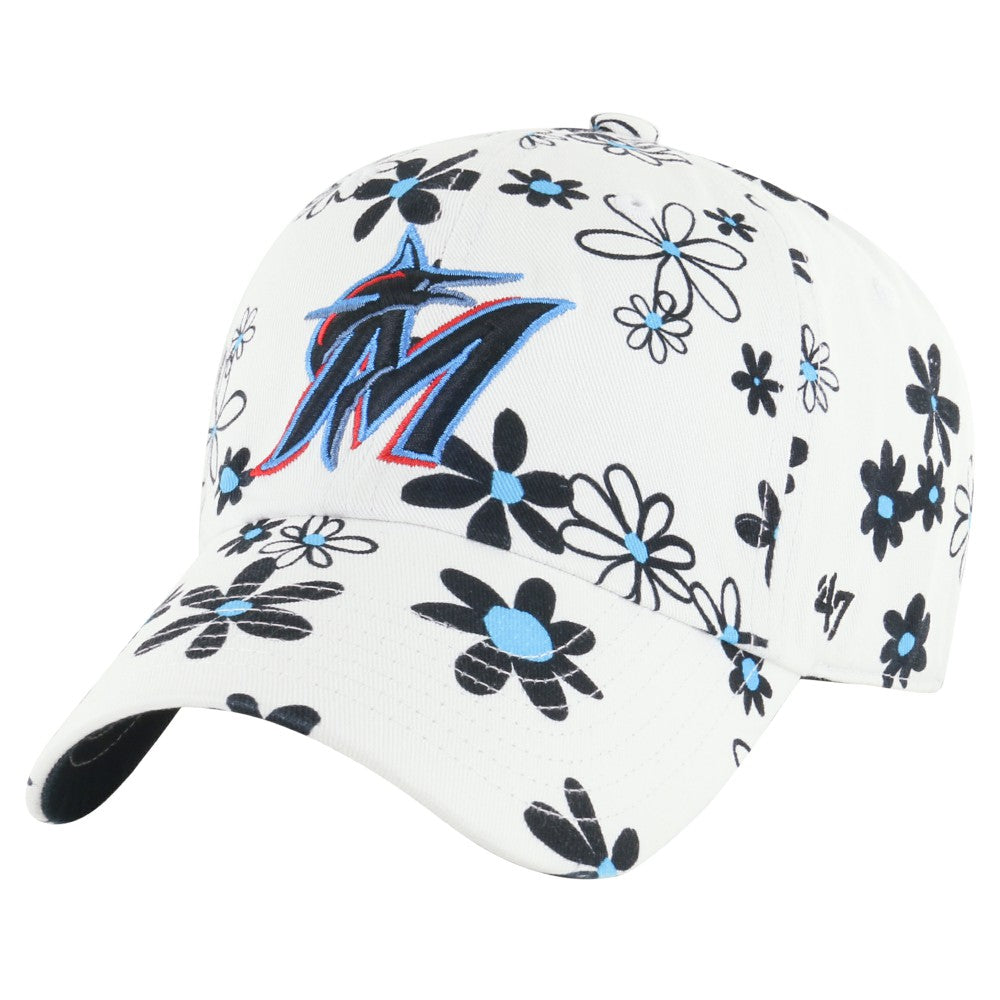 Miami Marlins '47 Girls Youth Daisy Delight Clean Up Adjustable Hat - White - 47 brand Discount
