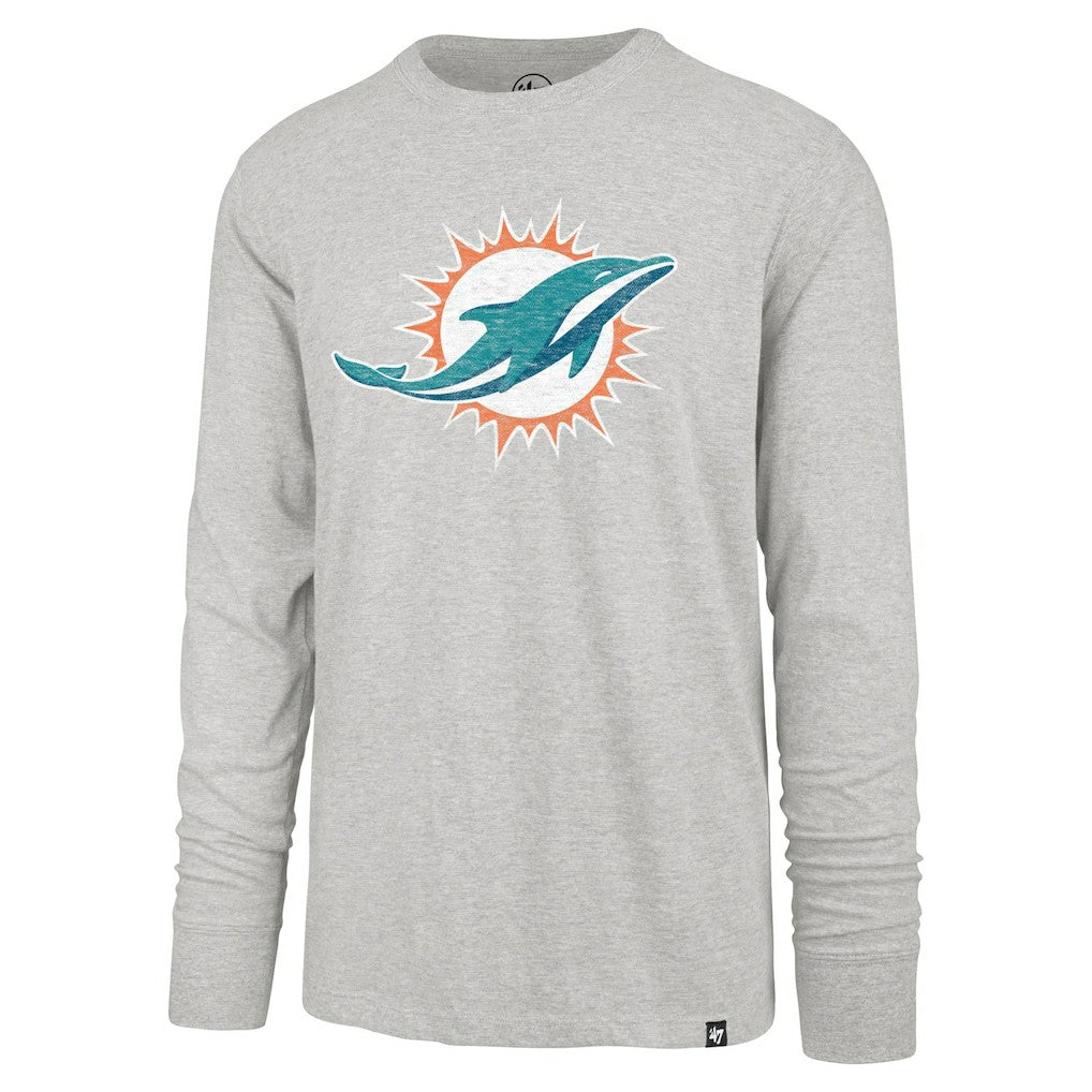 47 brand Miami Dolphins '47 Premier Franklin Long Sleeve T-Shirt Gray