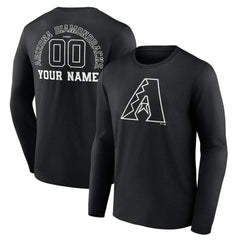 Arizona Diamondbacks Monochrome Personalized Name & Number Long Sleeve T-Shirt - Black - MLB Sale