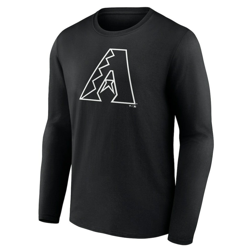 Arizona Diamondbacks Monochrome Personalized Name & Number Long Sleeve T-Shirt - Black - MLB Sale