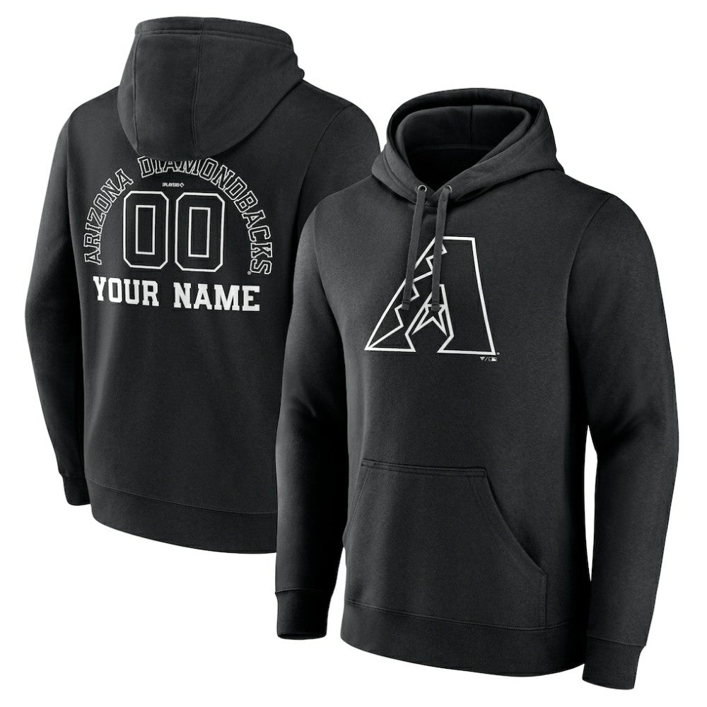 Arizona Diamondbacks Monochrome Personalized Name & Number Pullover Hoodie - Black - MLB Online