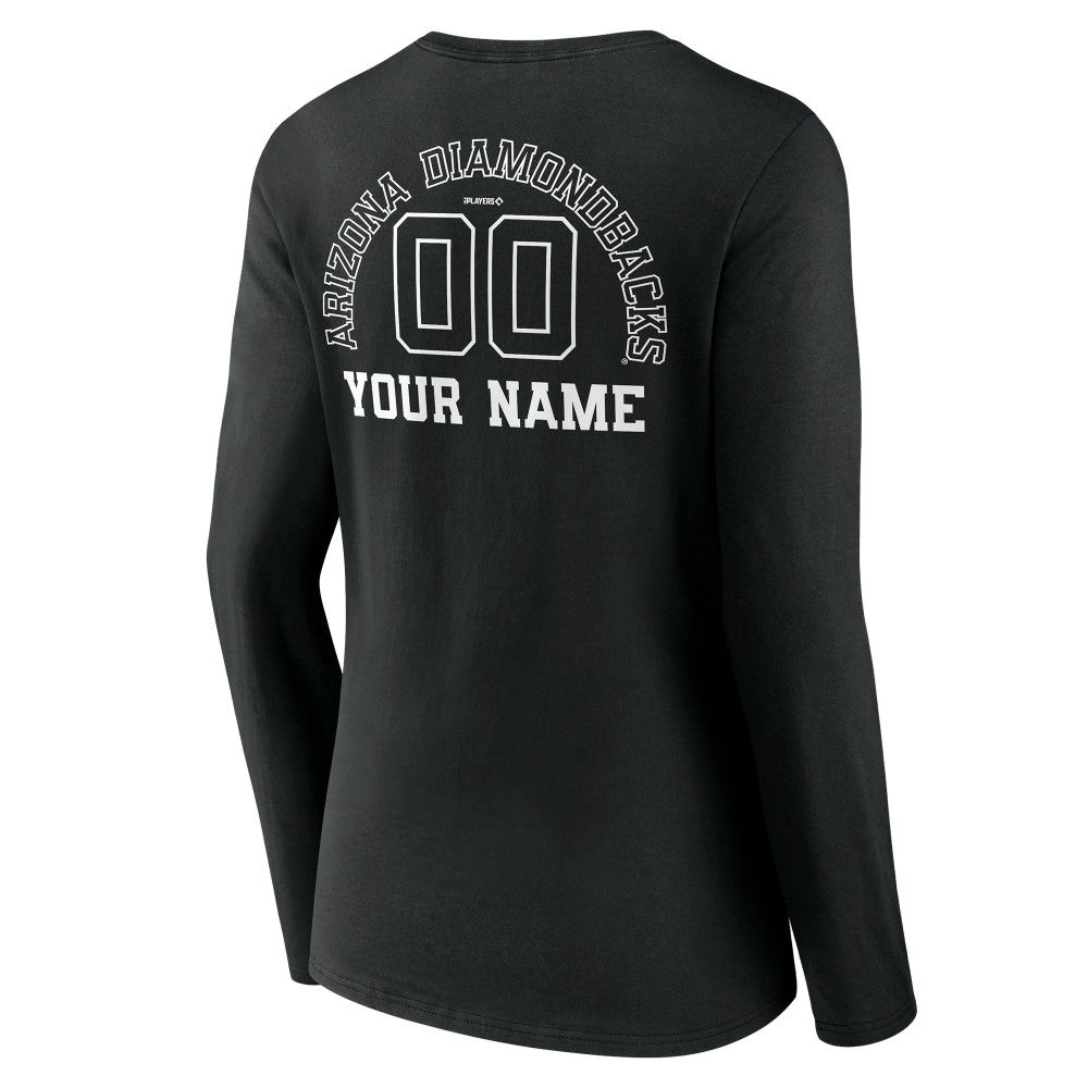 Arizona Diamondbacks Women's Monochrome Personalized Name & Number Long Sleeve V-Neck T-Shirt - Black - MLB on Sale