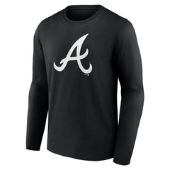 Atlanta Braves Monochrome Personalized Name & Number Long Sleeve T-Shirt - Black - MLB Sale