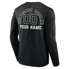 Baltimore Orioles Monochrome Personalized Name & Number Long Sleeve T-Shirt - Black - MLB Discount