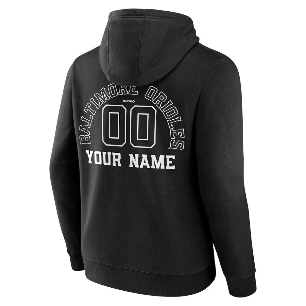 Baltimore Orioles Monochrome Personalized Name & Number Pullover Hoodie - Black - MLB Sale