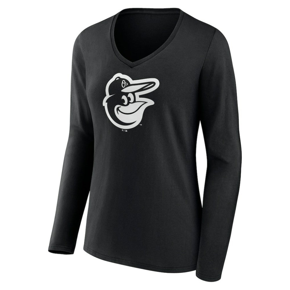 Baltimore Orioles Women's Monochrome Personalized Name & Number Long Sleeve V-Neck T-Shirt - Black - MLB Online