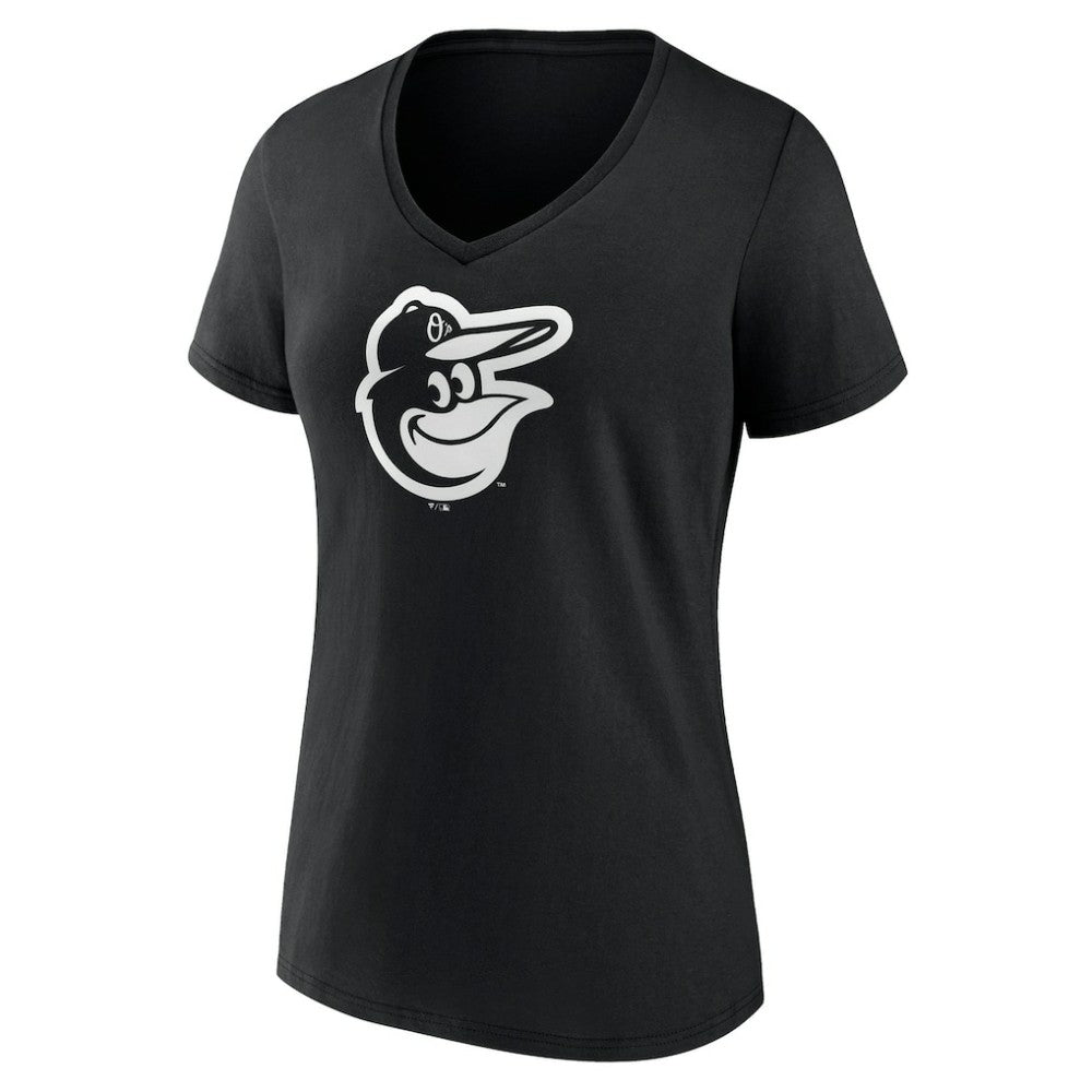 Baltimore Orioles Women's Monochrome Personalized Name & Number V-Neck T-Shirt - Black - MLB Discount