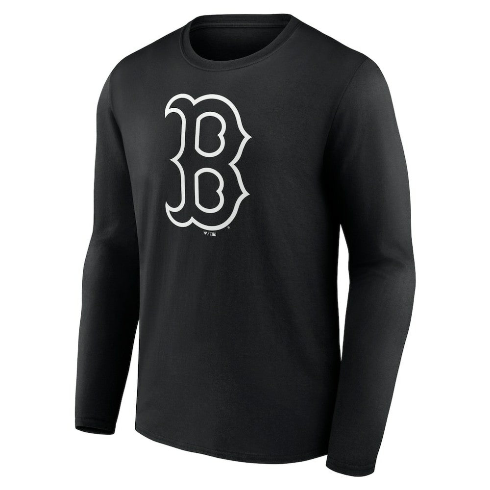 Boston Red Sox Monochrome Personalized Name & Number Long Sleeve T-Shirt - Black - MLB Sale