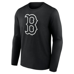 Boston Red Sox Monochrome Personalized Name & Number Long Sleeve T-Shirt - Black - MLB Sale