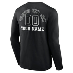 Boston Red Sox Monochrome Personalized Name & Number Long Sleeve T-Shirt - Black - MLB Sale