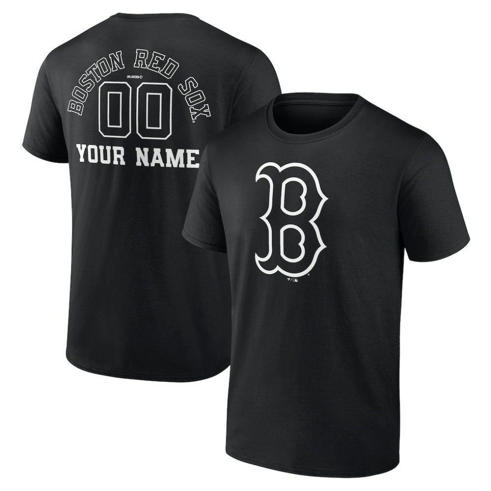 Boston Red Sox Monochrome Personalized Name & Number T-Shirt - Black - MLB Online