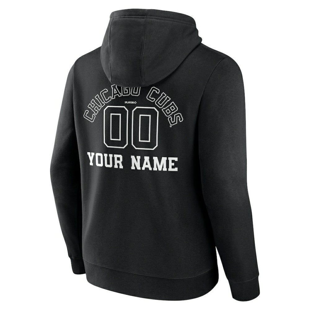 Chicago Cubs Monochrome Personalized Name & Number Pullover Hoodie - Black - MLB Discount