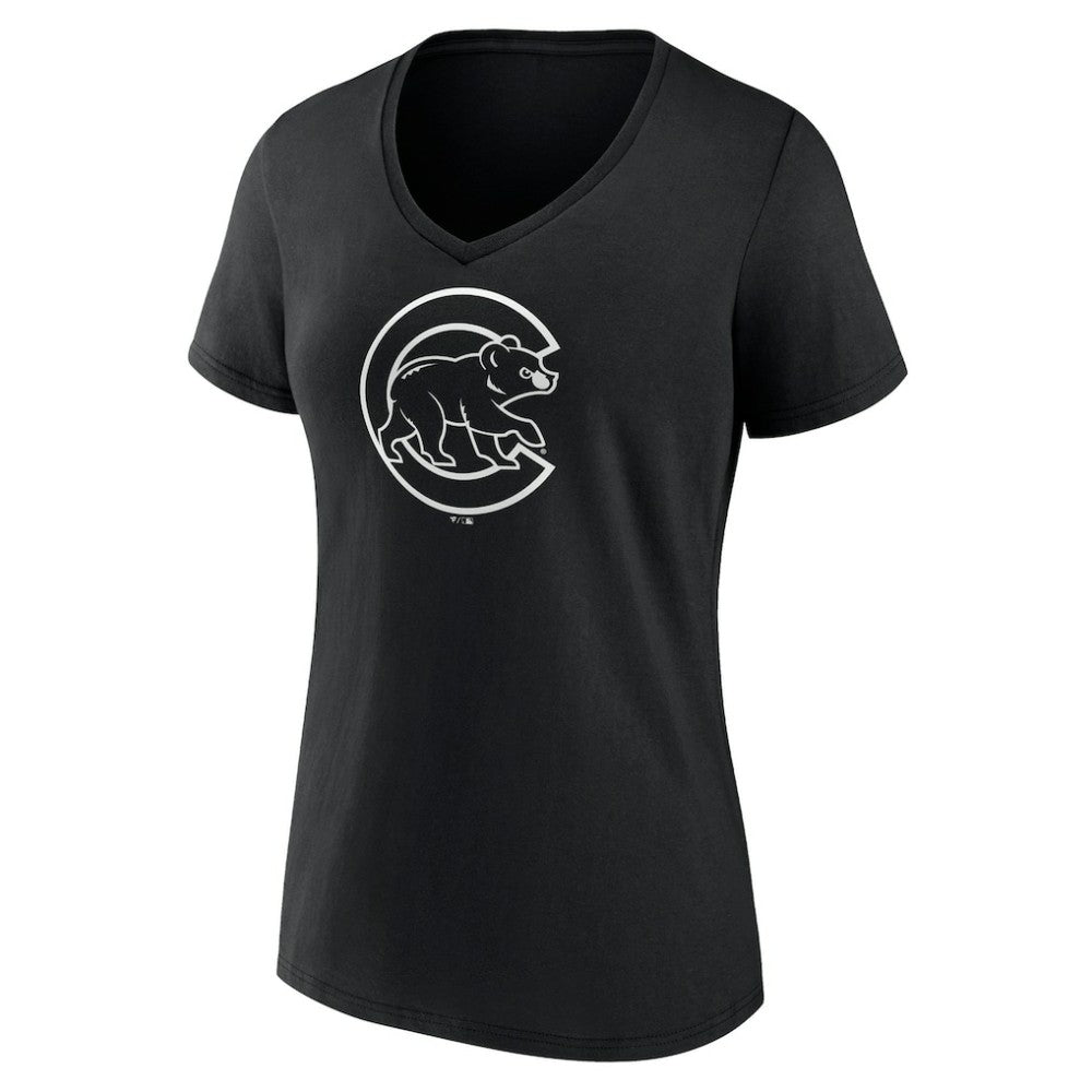 Chicago Cubs Women's Monochrome Personalized Name & Number V-Neck T-Shirt - Black - MLB on Sale