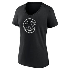Chicago Cubs Women's Monochrome Personalized Name & Number V-Neck T-Shirt - Black - MLB on Sale