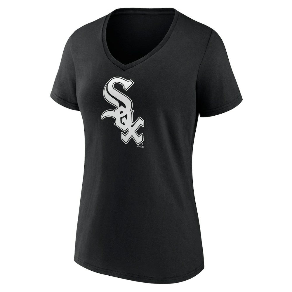 Chicago White Sox Women's Monochrome Personalized Name & Number V-Neck T-Shirt - Black - MLB Discount
