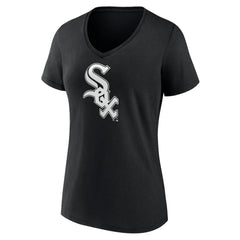 Chicago White Sox Women's Monochrome Personalized Name & Number V-Neck T-Shirt - Black - MLB Discount