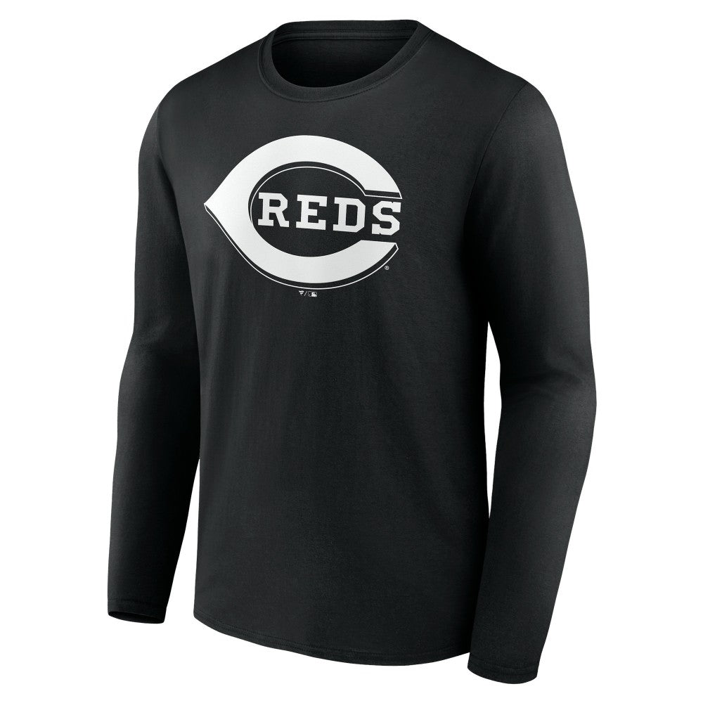 Cincinnati Reds Monochrome Personalized Name & Number Long Sleeve T-Shirt - Black - MLB Online