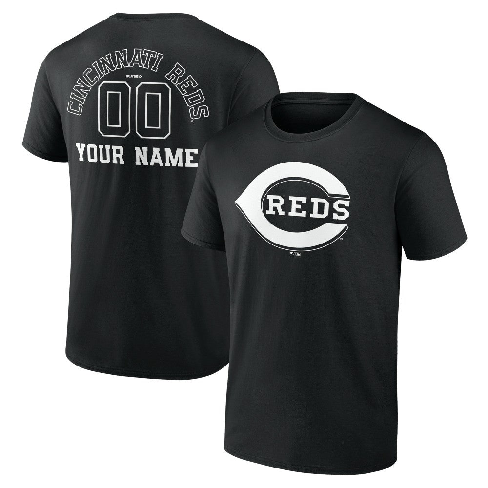 Cincinnati Reds Monochrome Personalized Name & Number T-Shirt - Black - MLB Discount