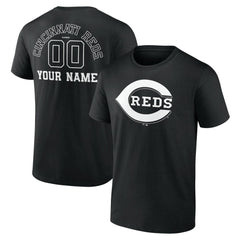 Cincinnati Reds Monochrome Personalized Name & Number T-Shirt - Black - MLB Discount