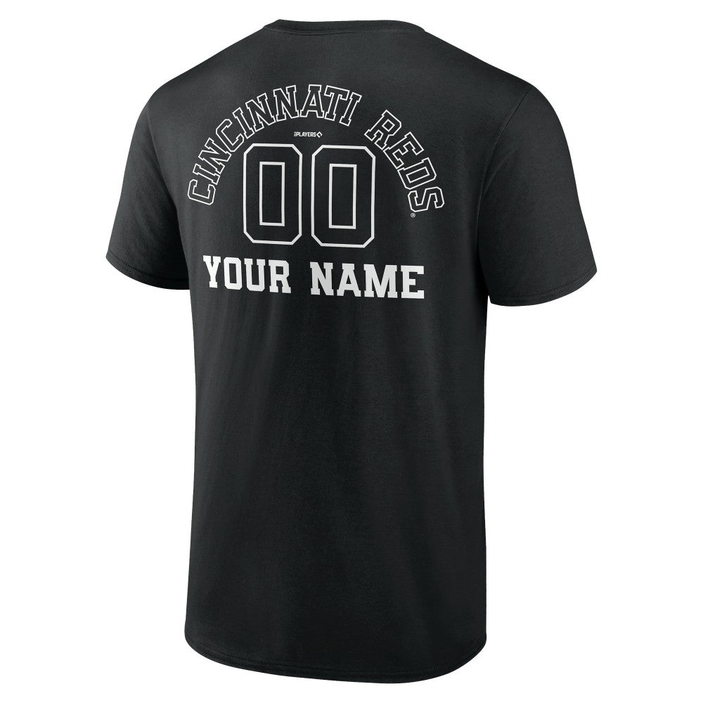Cincinnati Reds Monochrome Personalized Name & Number T-Shirt - Black - MLB Discount