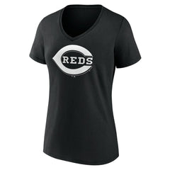 Cincinnati Reds Women's Monochrome Personalized Name & Number V-Neck T-Shirt - Black - MLB Online