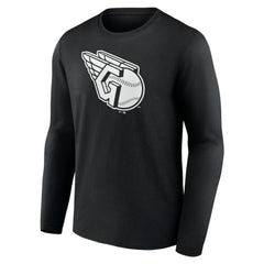 Cleveland Guardians Monochrome Personalized Name & Number Long Sleeve T-Shirt - Black - MLB Lifestyle