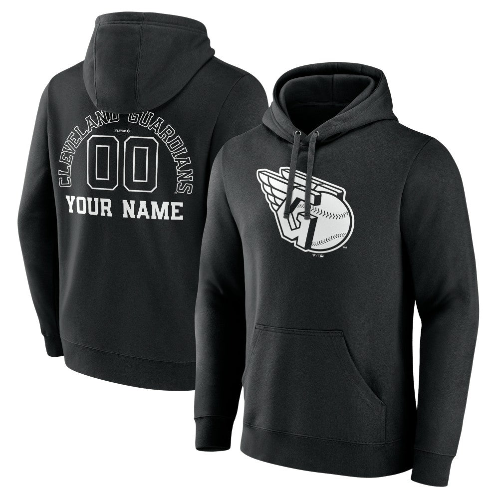 Cleveland Guardians Monochrome Personalized Name & Number Pullover Hoodie - Black - MLB on Sale