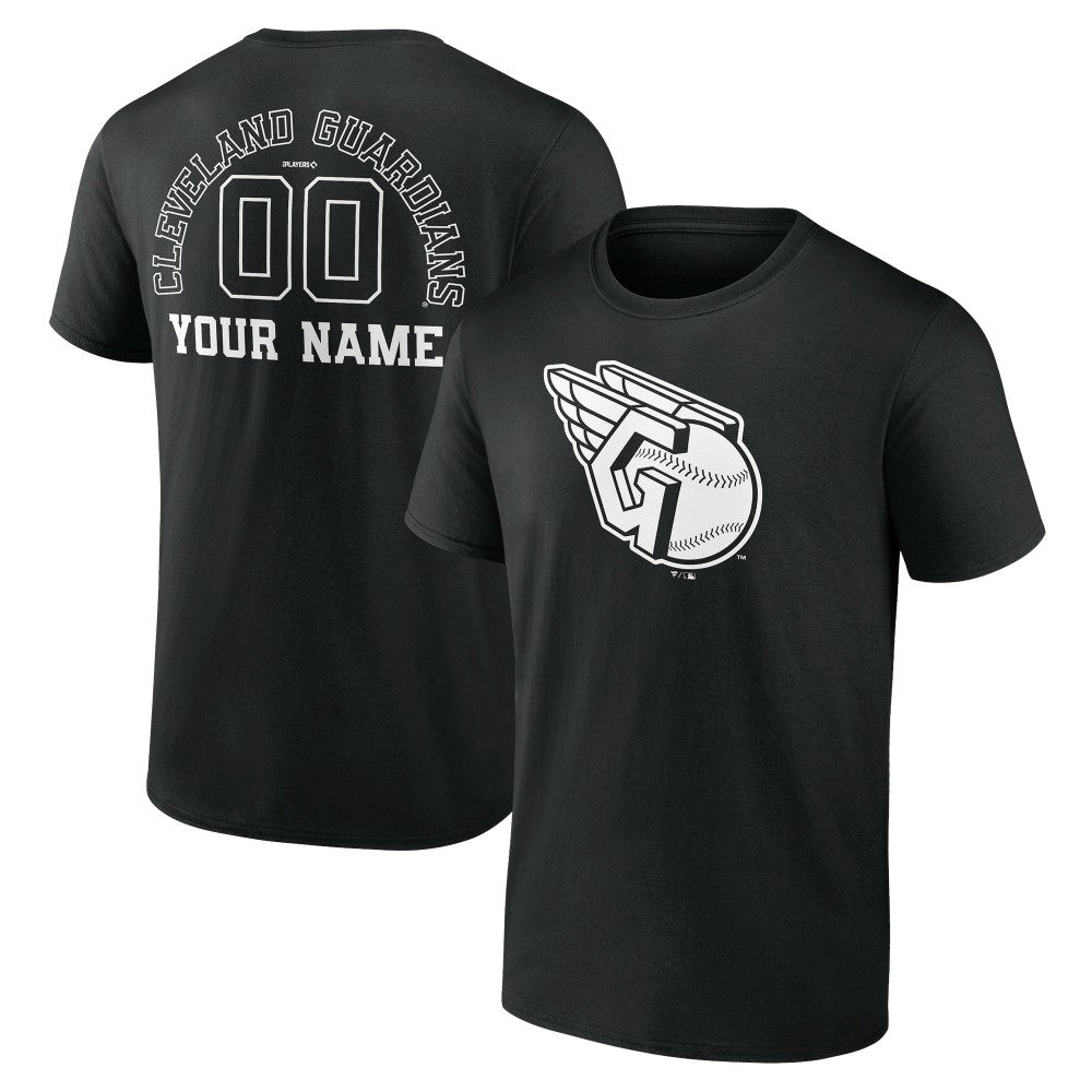 Cleveland Guardians Monochrome Personalized Name & Number T-Shirt - Black - MLB on Sale