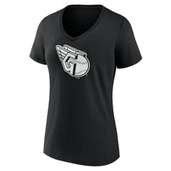 Cleveland Guardians Women's Monochrome Personalized Name & Number V-Neck T-Shirt - Black - MLB Lifestyle