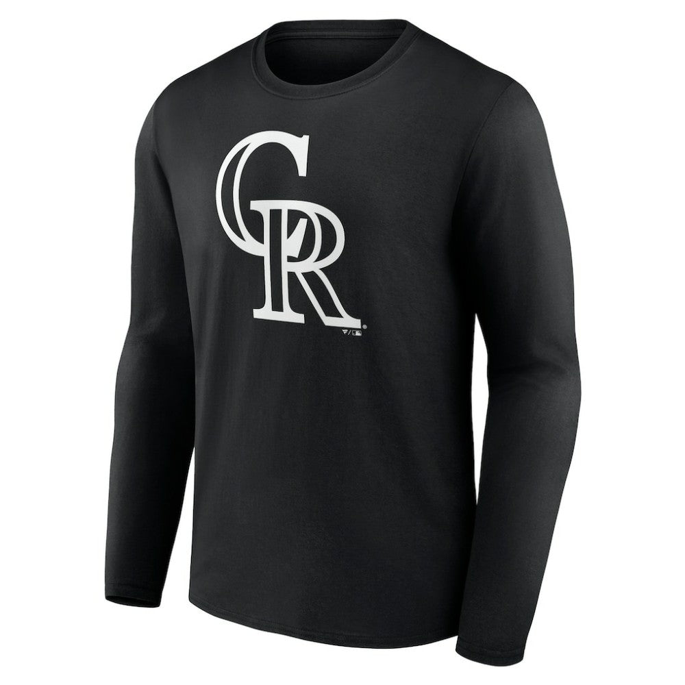 Colorado Rockies Monochrome Personalized Name & Number Long Sleeve T-Shirt - Black - MLB Sale