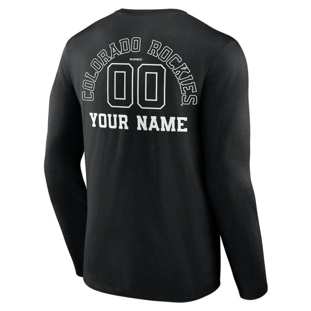 Colorado Rockies Monochrome Personalized Name & Number Long Sleeve T-Shirt - Black - MLB Sale