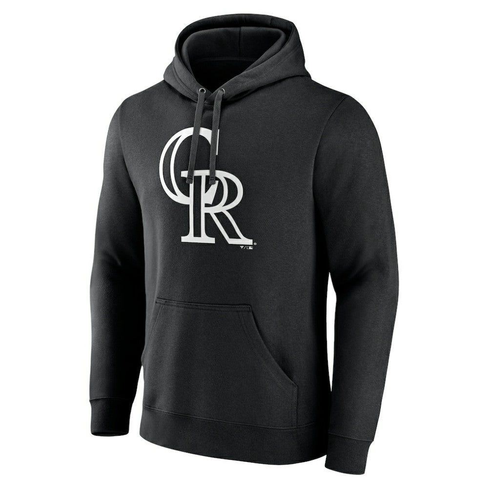 Colorado Rockies Monochrome Personalized Name & Number Pullover Hoodie - Black - MLB Lifestyle
