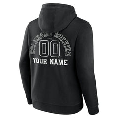 Colorado Rockies Monochrome Personalized Name & Number Pullover Hoodie - Black - MLB Lifestyle