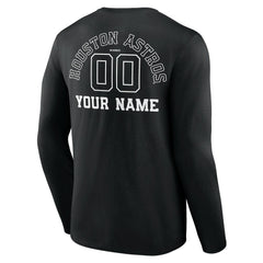 Houston Astros Monochrome Personalized Name & Number Long Sleeve T-Shirt - Black - MLB Sale