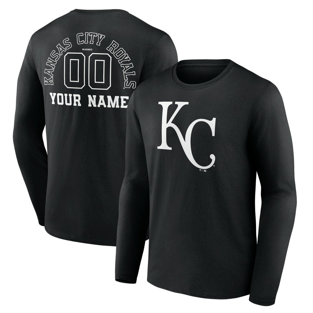 Kansas City Royals Monochrome Personalized Name & Number Long Sleeve T-Shirt - Black - MLB Online