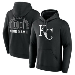 Kansas City Royals Monochrome Personalized Name & Number Pullover Hoodie - Black - MLB Sale