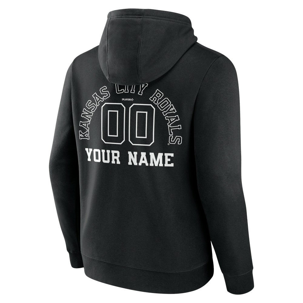 Kansas City Royals Monochrome Personalized Name & Number Pullover Hoodie - Black - MLB Sale