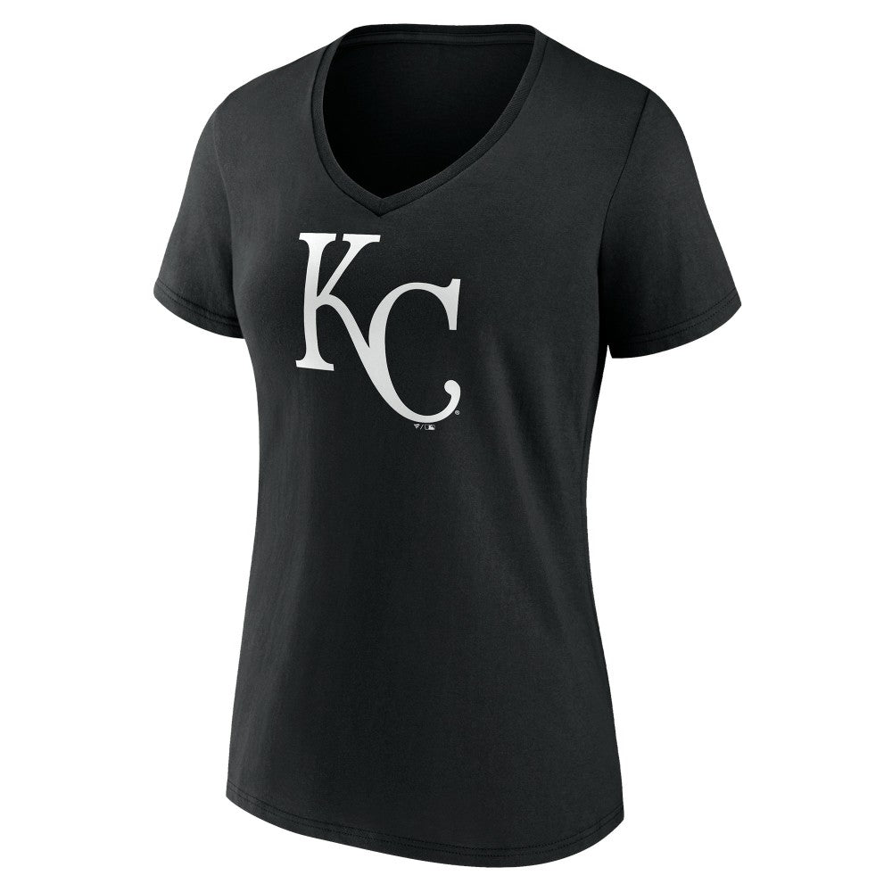 Kansas City Royals Women's Monochrome Personalized Name & Number V-Neck T-Shirt - Black - MLB on Sale
