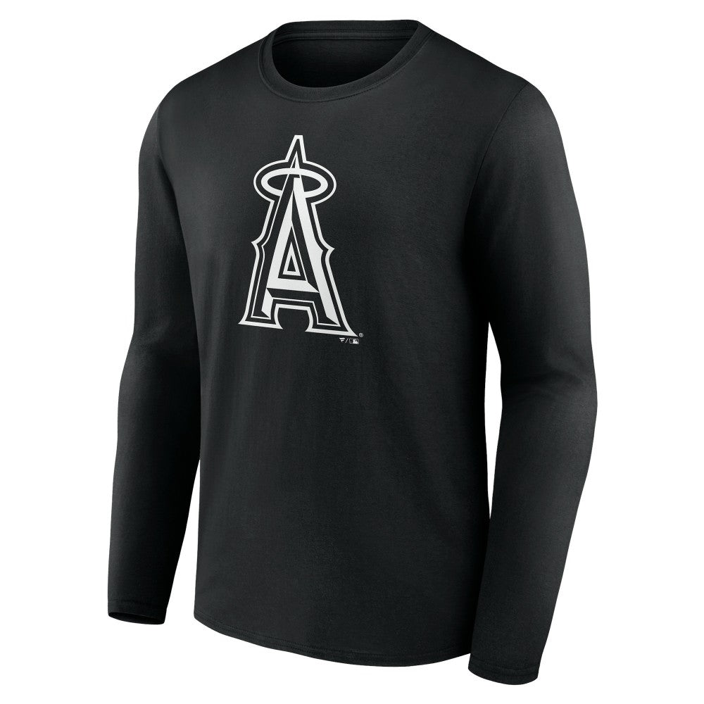Los Angeles Angels Monochrome Personalized Name & Number Long Sleeve T-Shirt - Black - MLB Sale