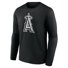 Los Angeles Angels Monochrome Personalized Name & Number Long Sleeve T-Shirt - Black - MLB Sale