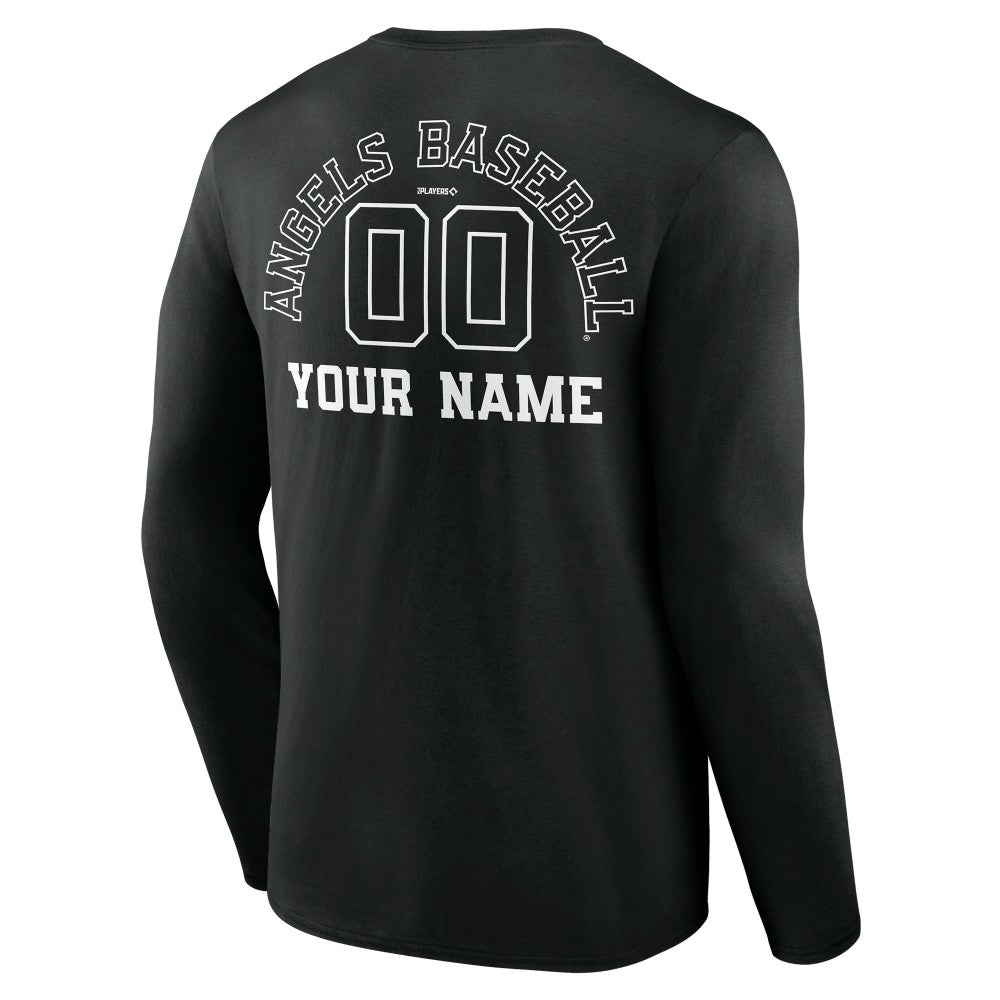 Los Angeles Angels Monochrome Personalized Name & Number Long Sleeve T-Shirt - Black - MLB Sale