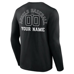 Los Angeles Angels Monochrome Personalized Name & Number Long Sleeve T-Shirt - Black - MLB Sale
