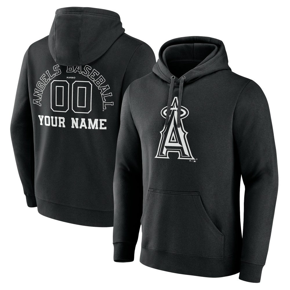 Los Angeles Angels Monochrome Personalized Name & Number Pullover Hoodie - Black - MLB Lifestyle